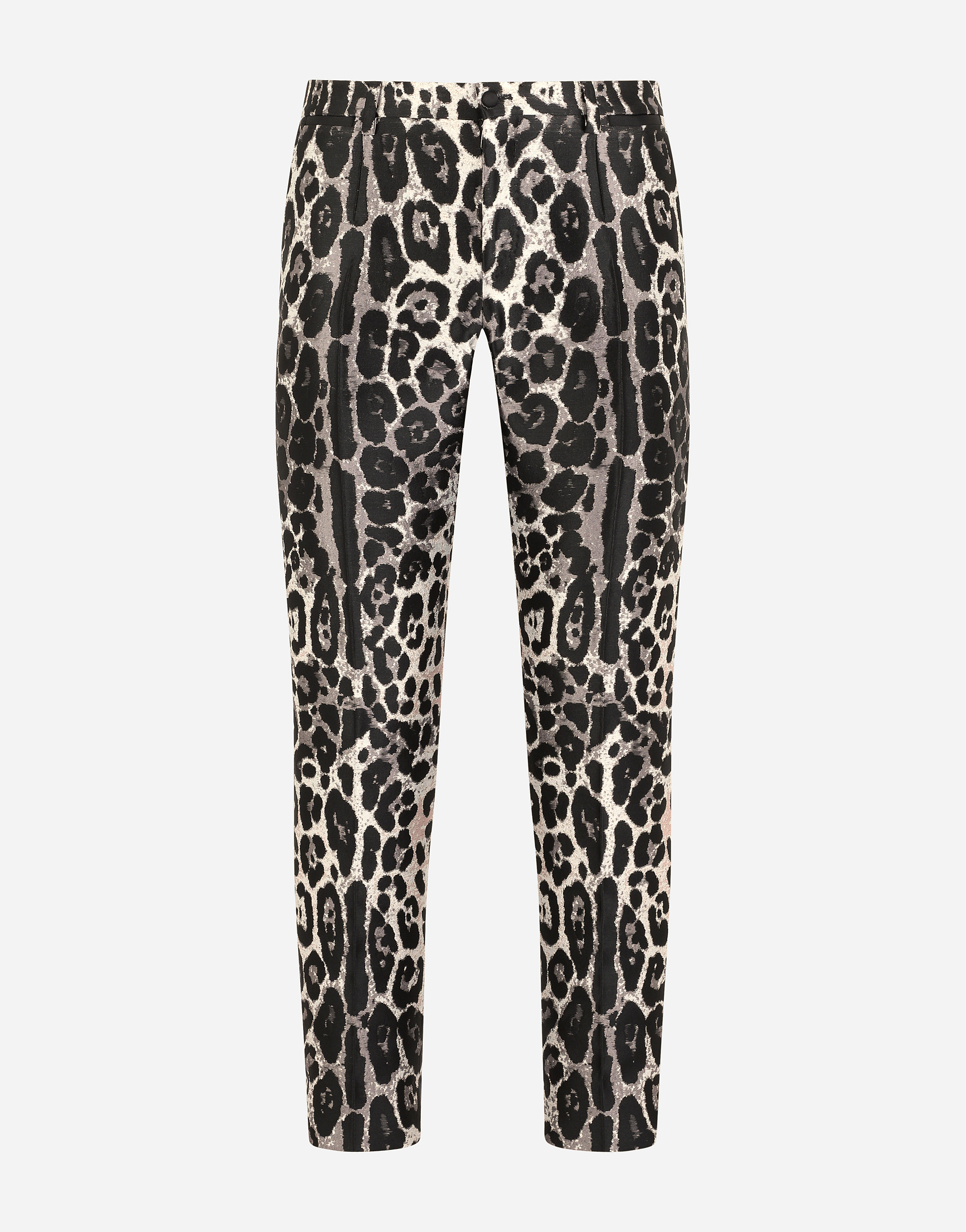 Leopard-print jacquard tuxedo pants in Multicolor
