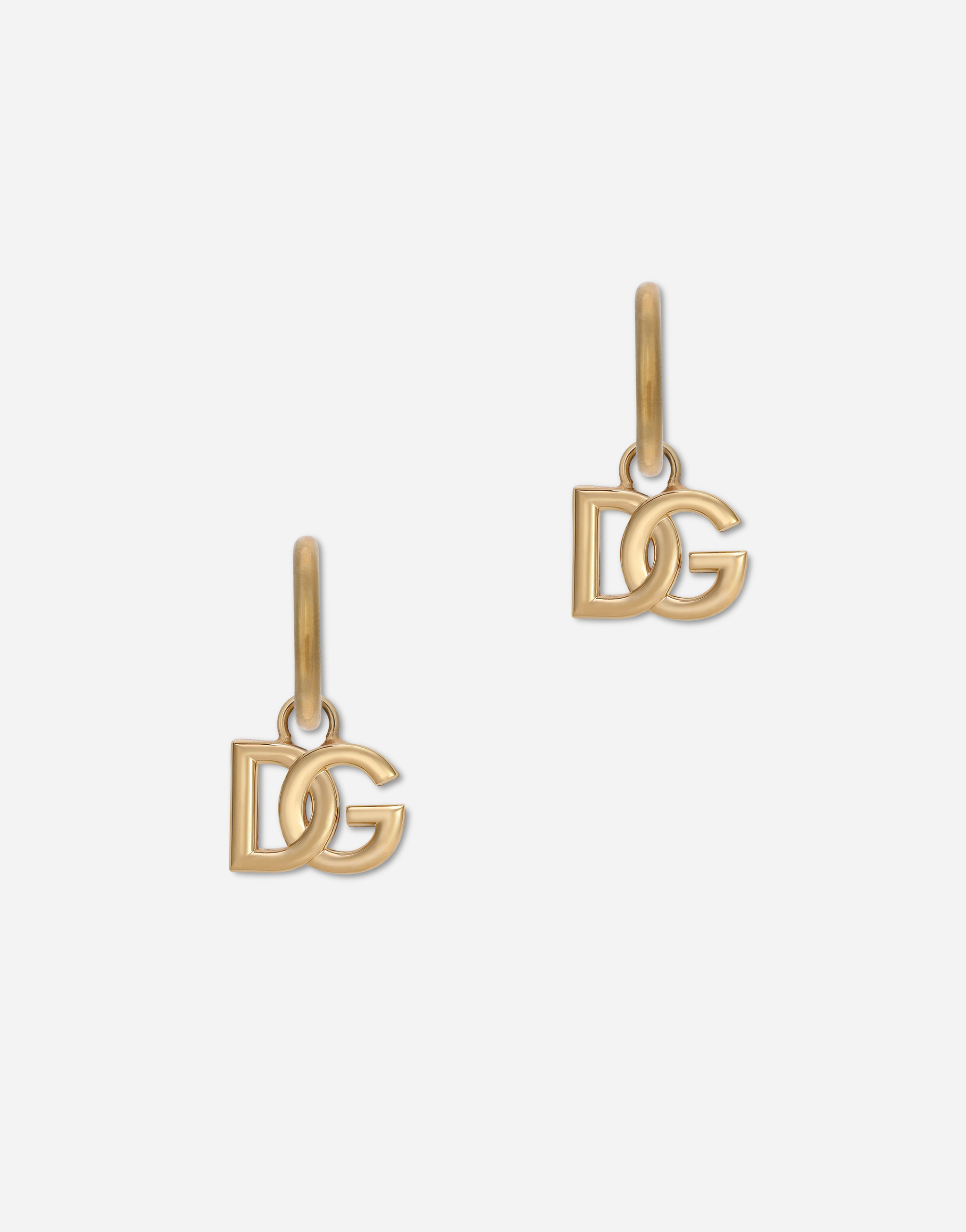 Hoop earrings with DG logo pendants in Gold