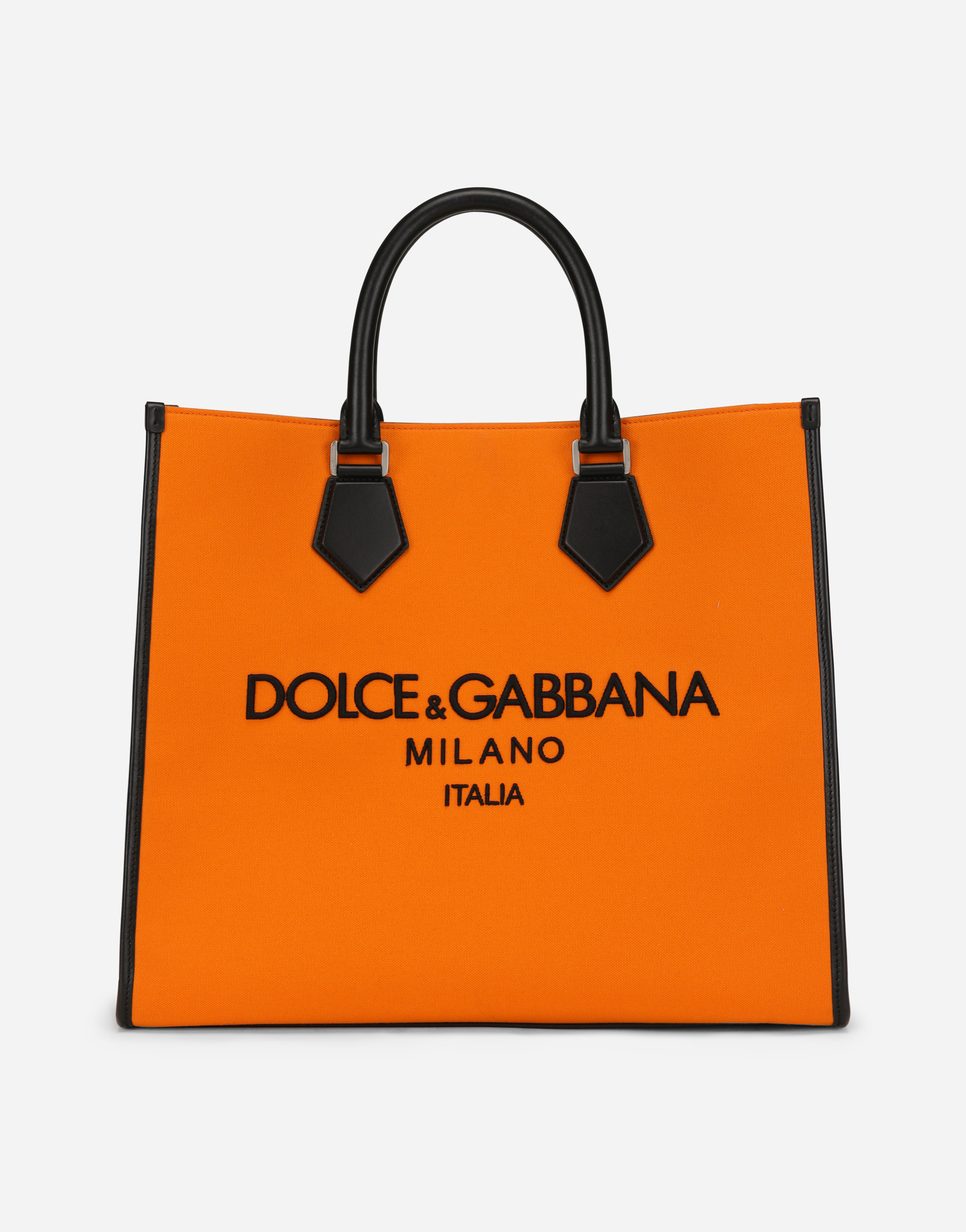 Large canvas shopper with logo in Multicolor