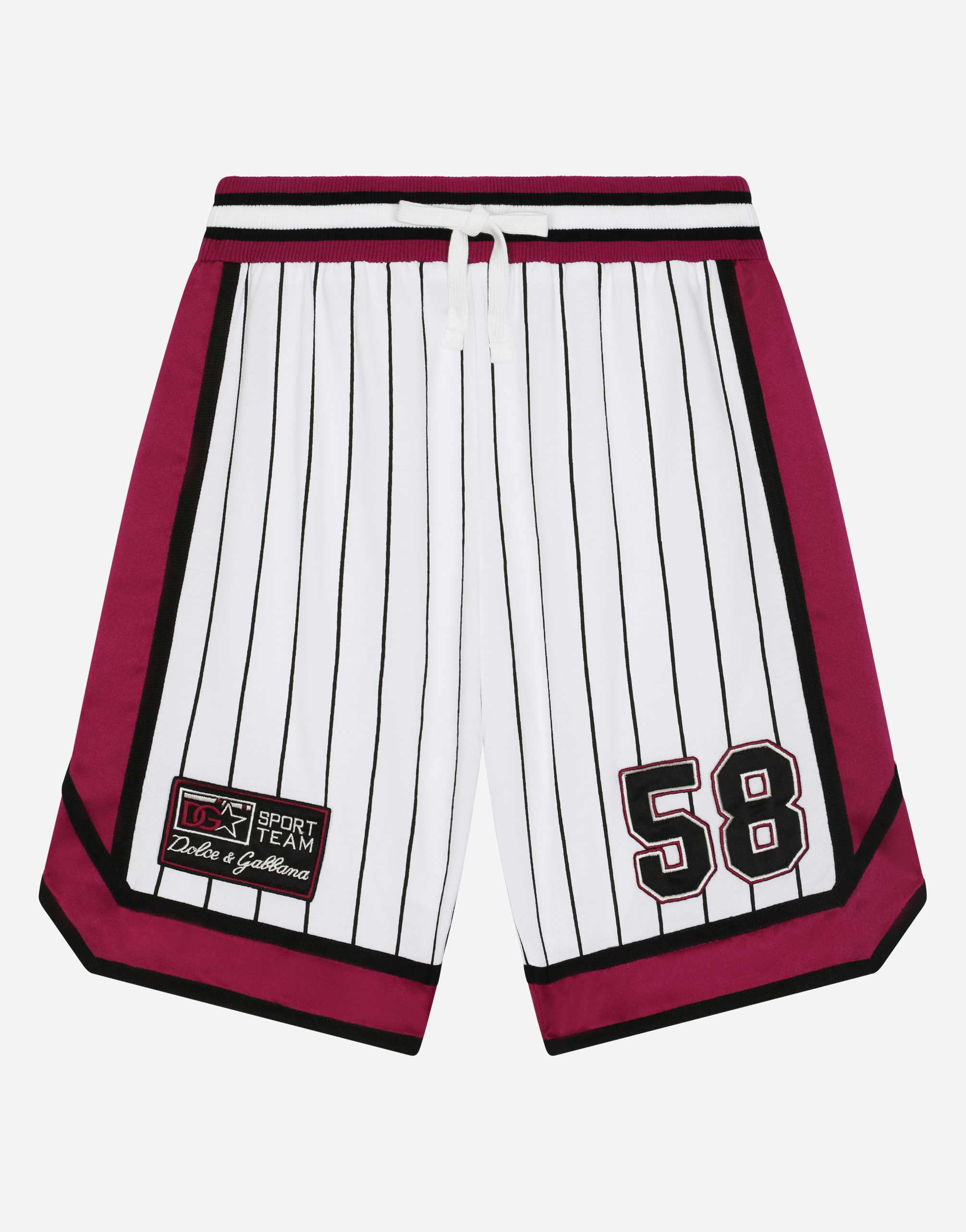 Satin and jersey jogging shorts with patch in Multicolor