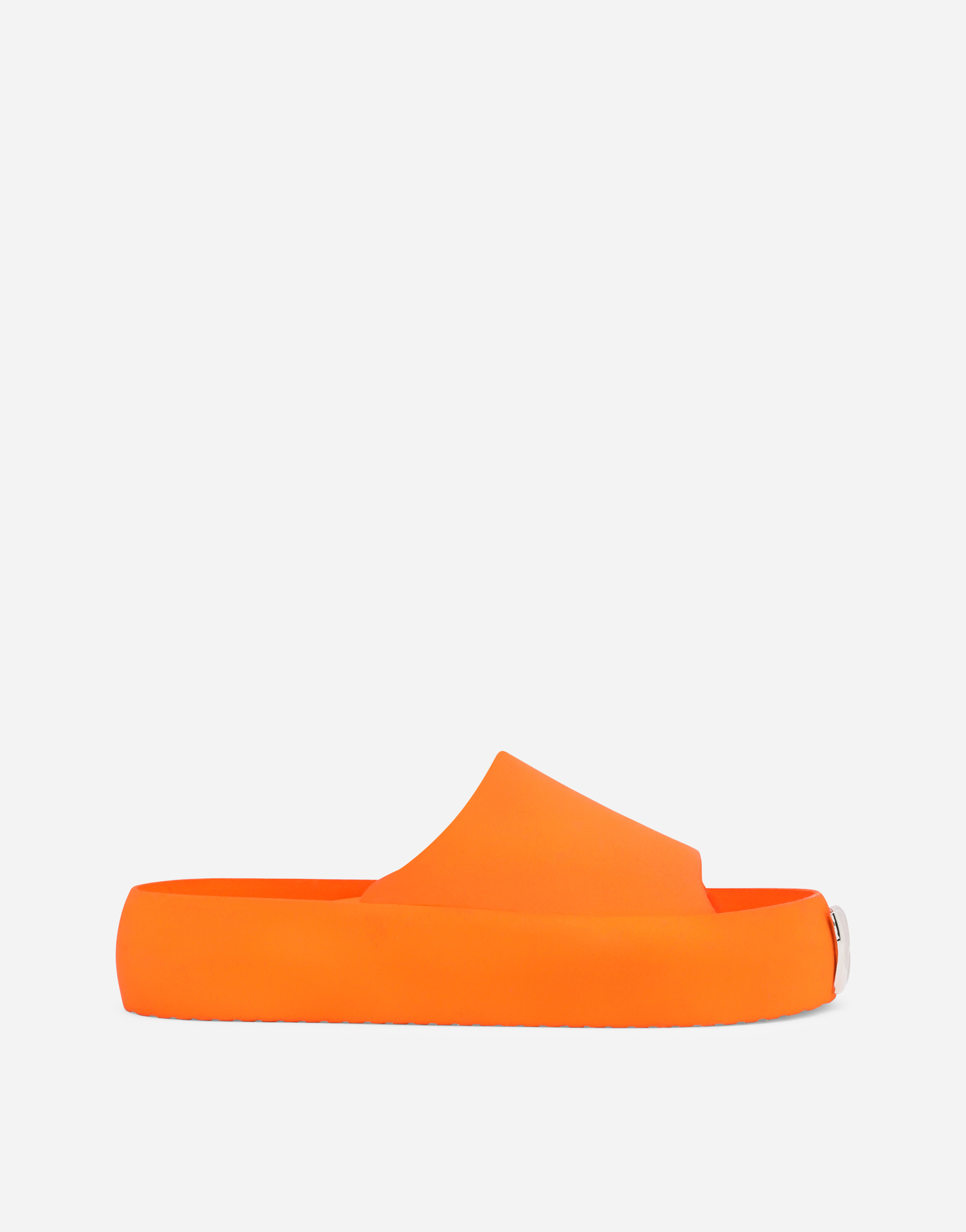 Rubber beachwear slides in Orange