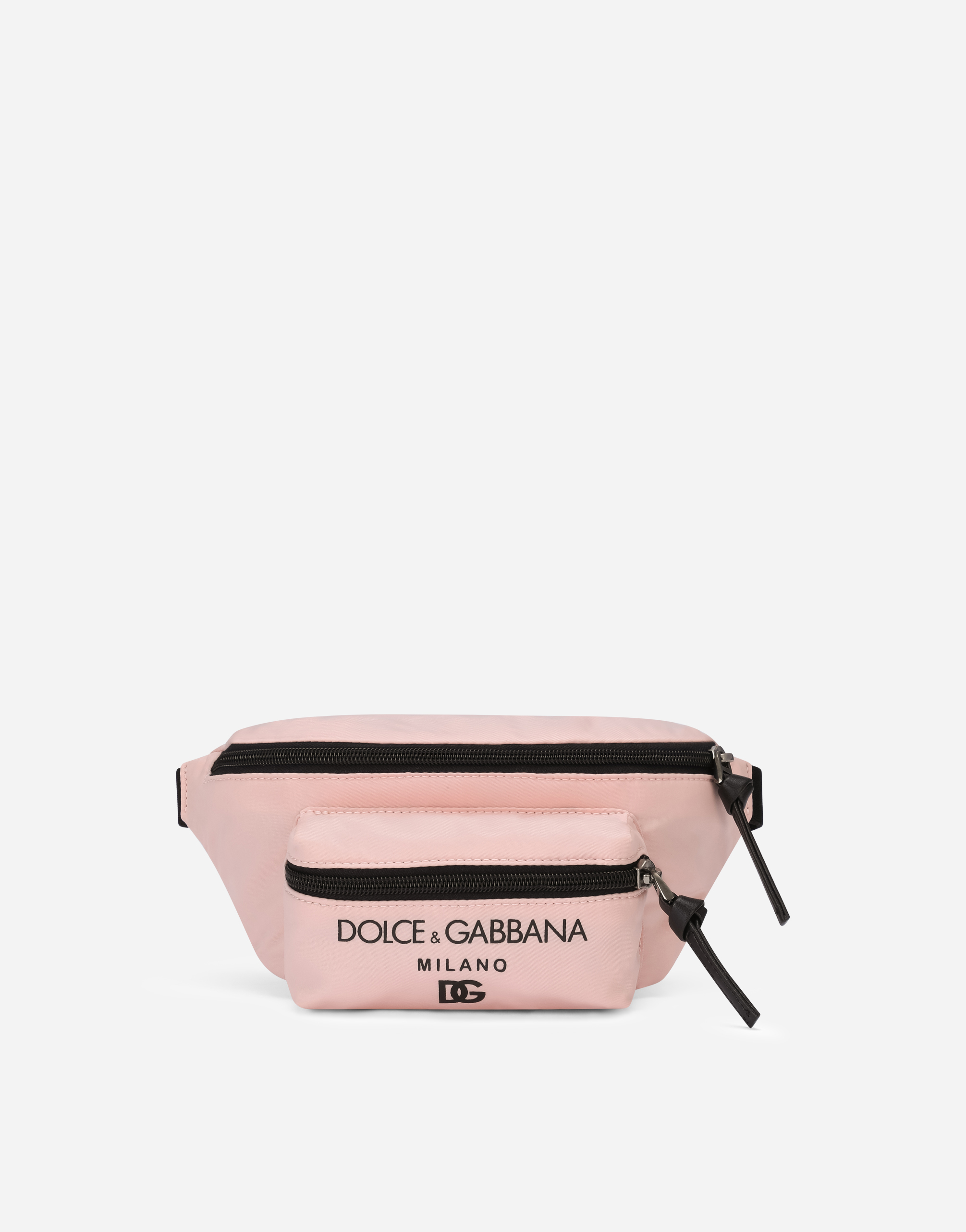 Nylon belt bag with logo print in Pink