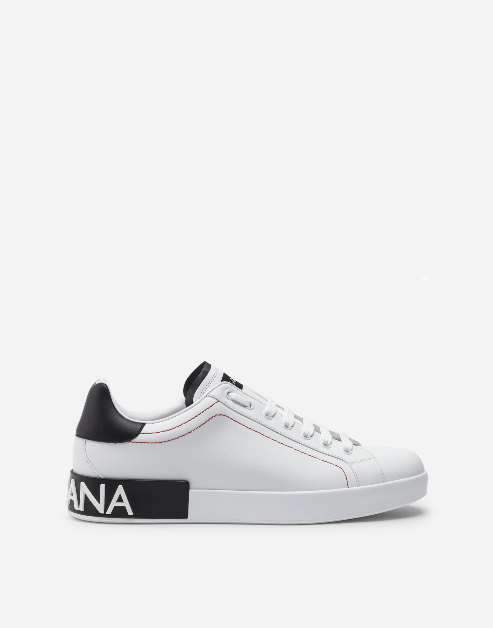 Calfskin nappa Portofino sneakers in White/Black