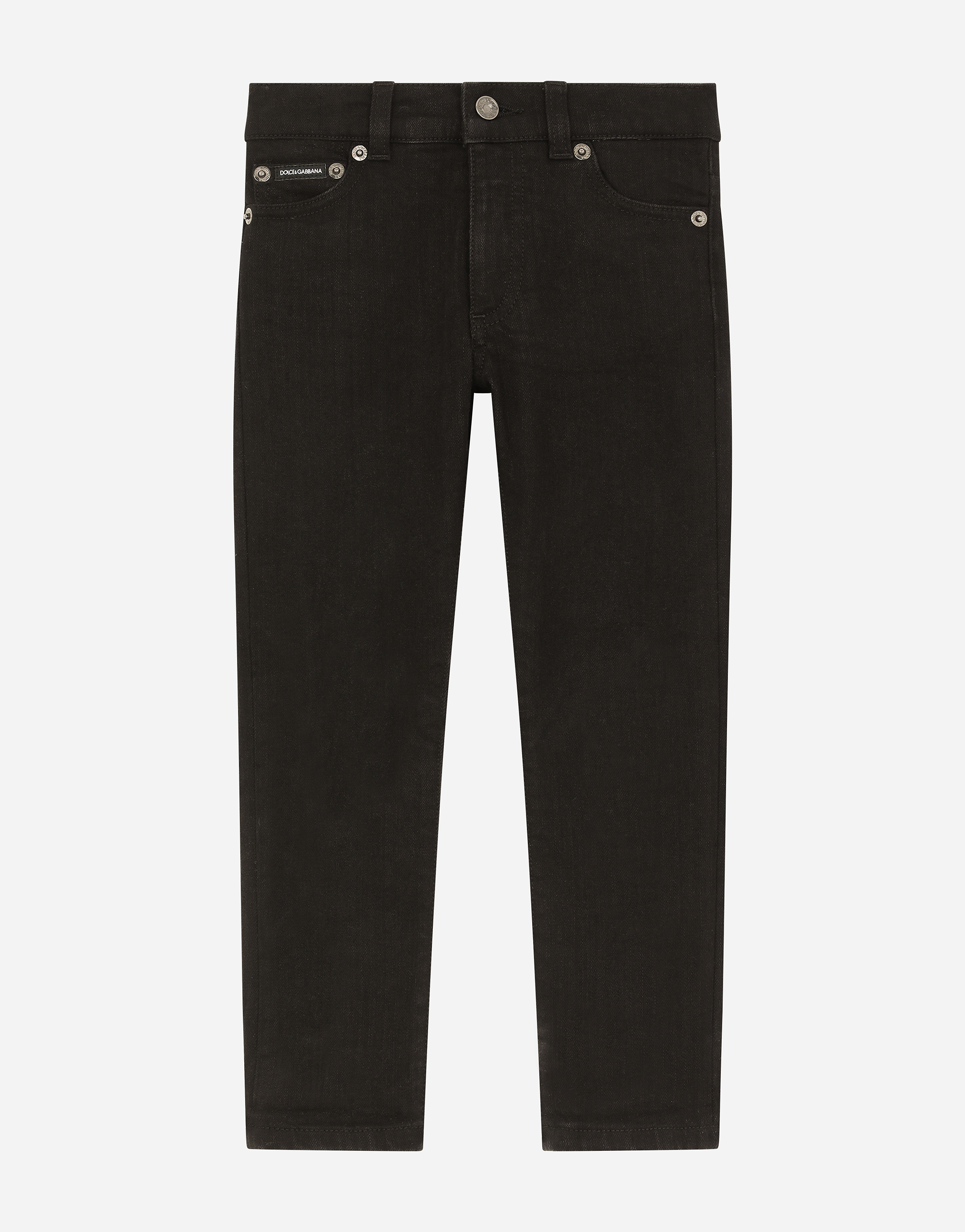 Washed black slim-fit stretch jeans in Black