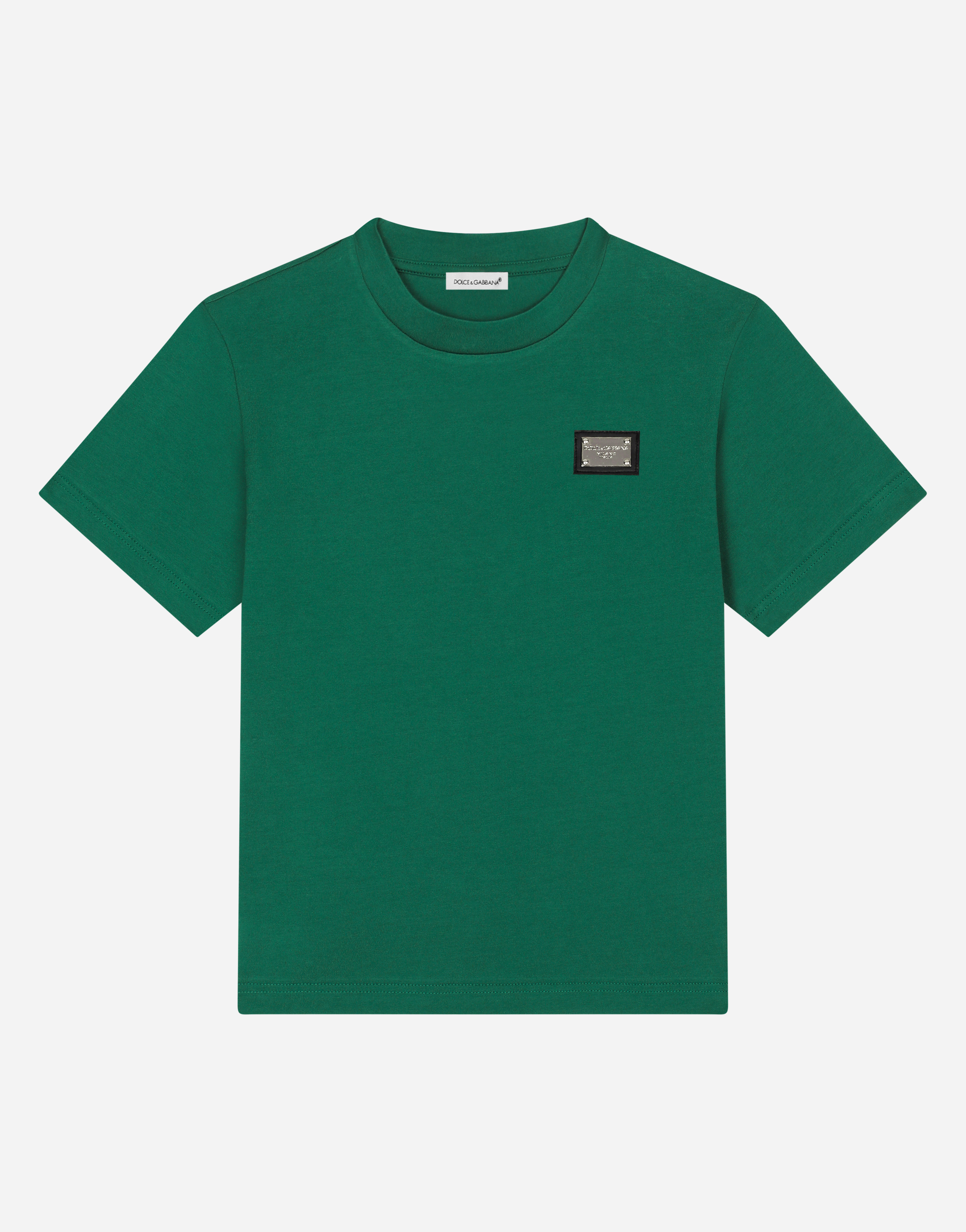 Jersey T-shirt with logo tag in Multicolor