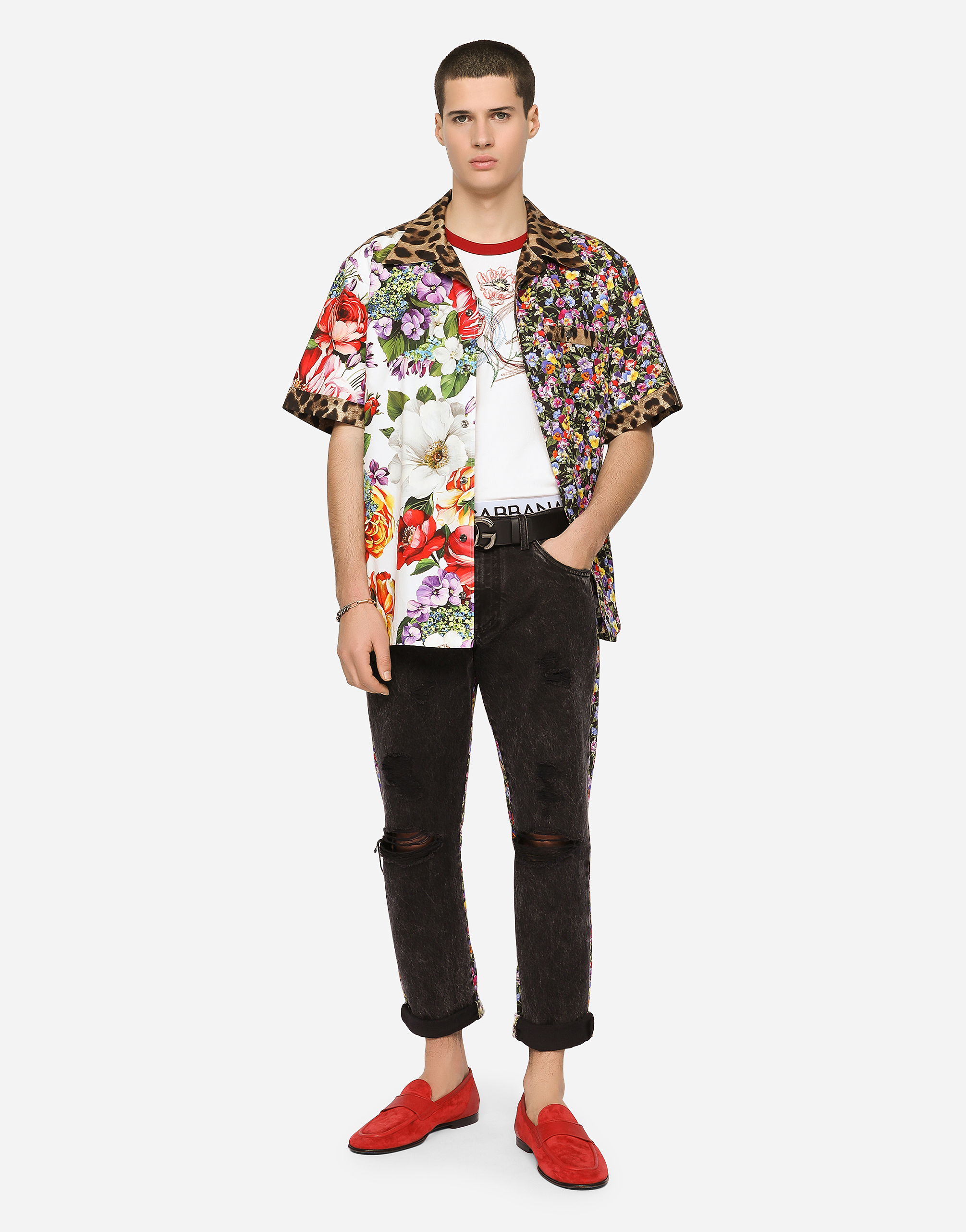 Floral-print cotton Hawaiian shirt in Multicolor