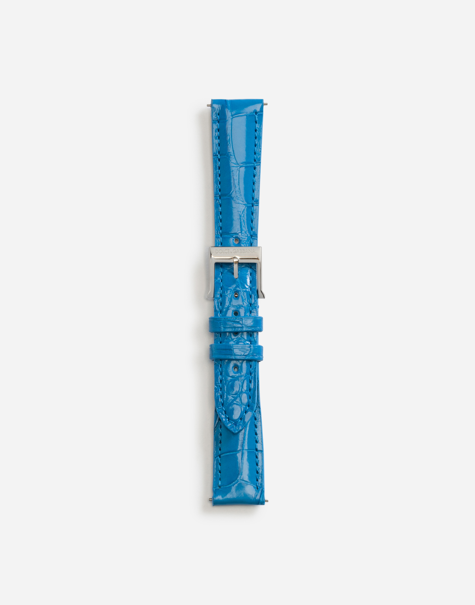 Alligator strap with buckle and hook in steel in Blue