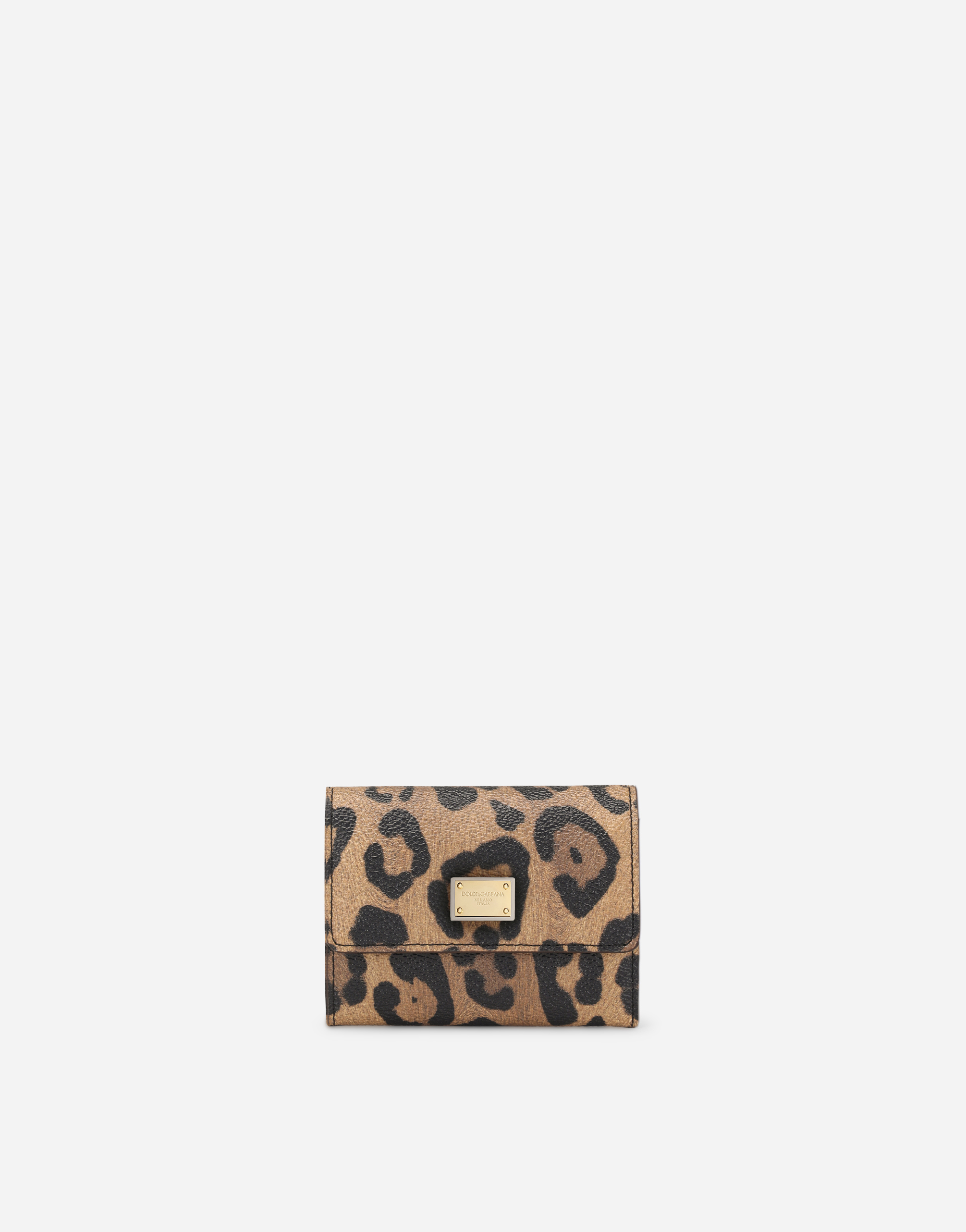 Leopard-print Crespo coin pocket with branded plate in Multicolor