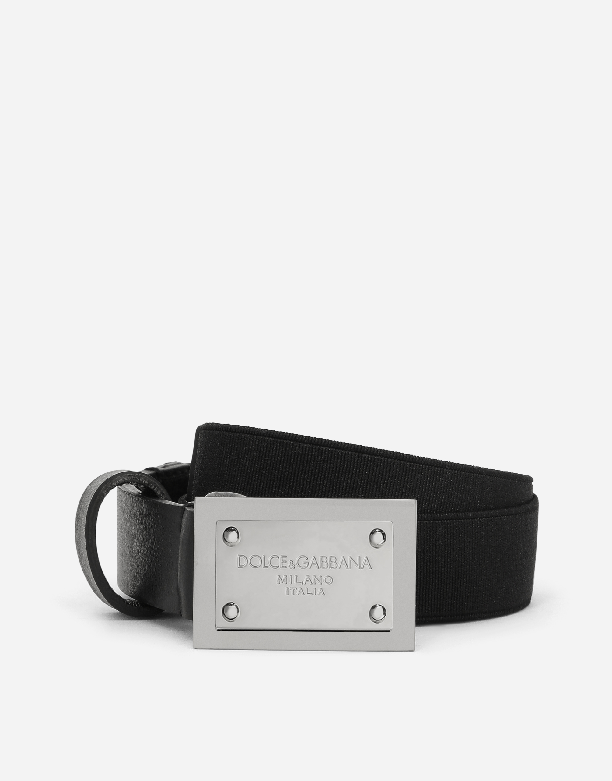 Belt with logo tag in Black