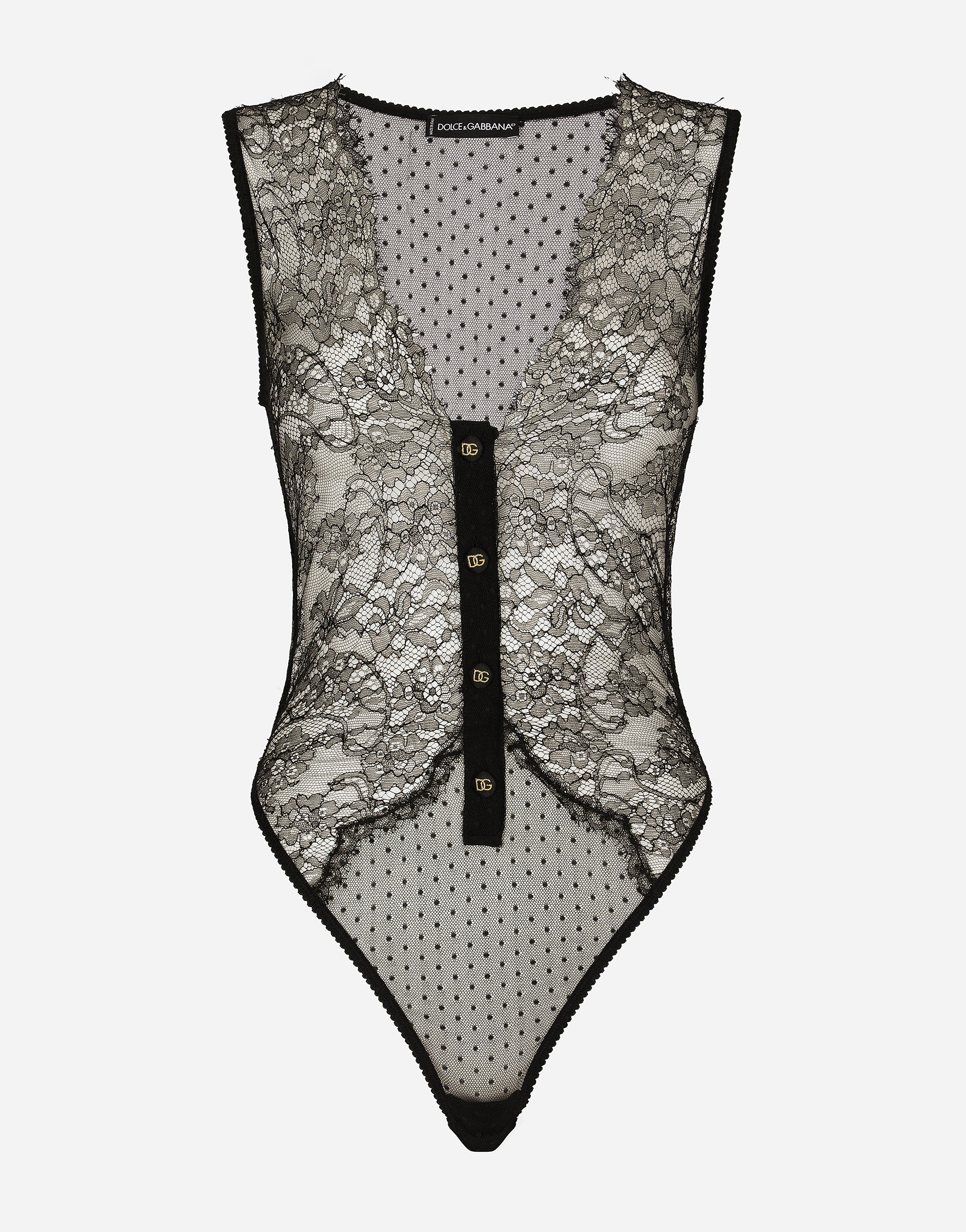 Lace bodysuit with plunging neckline