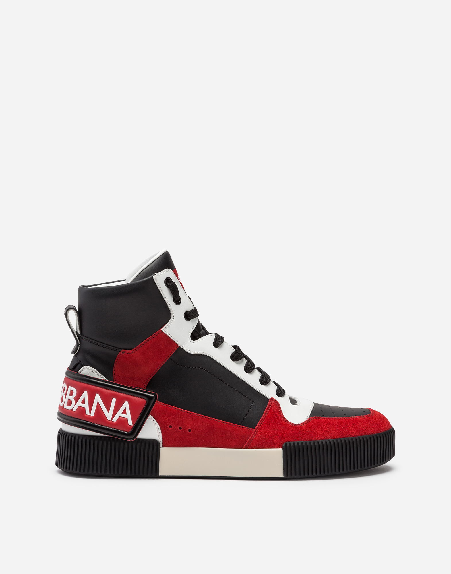 HIGH TOP SNEAKERS IN MIXED MATERIALS