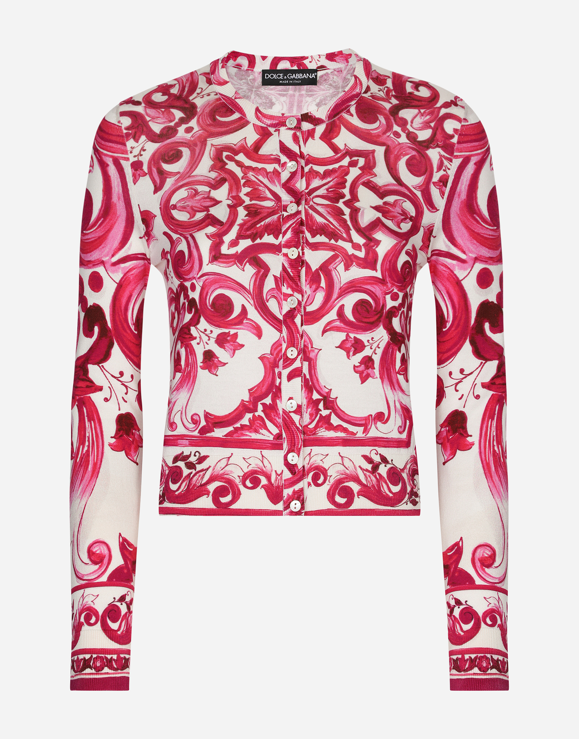 Dolce&Gabbana Crew-neck silk sweater with Majolica print
