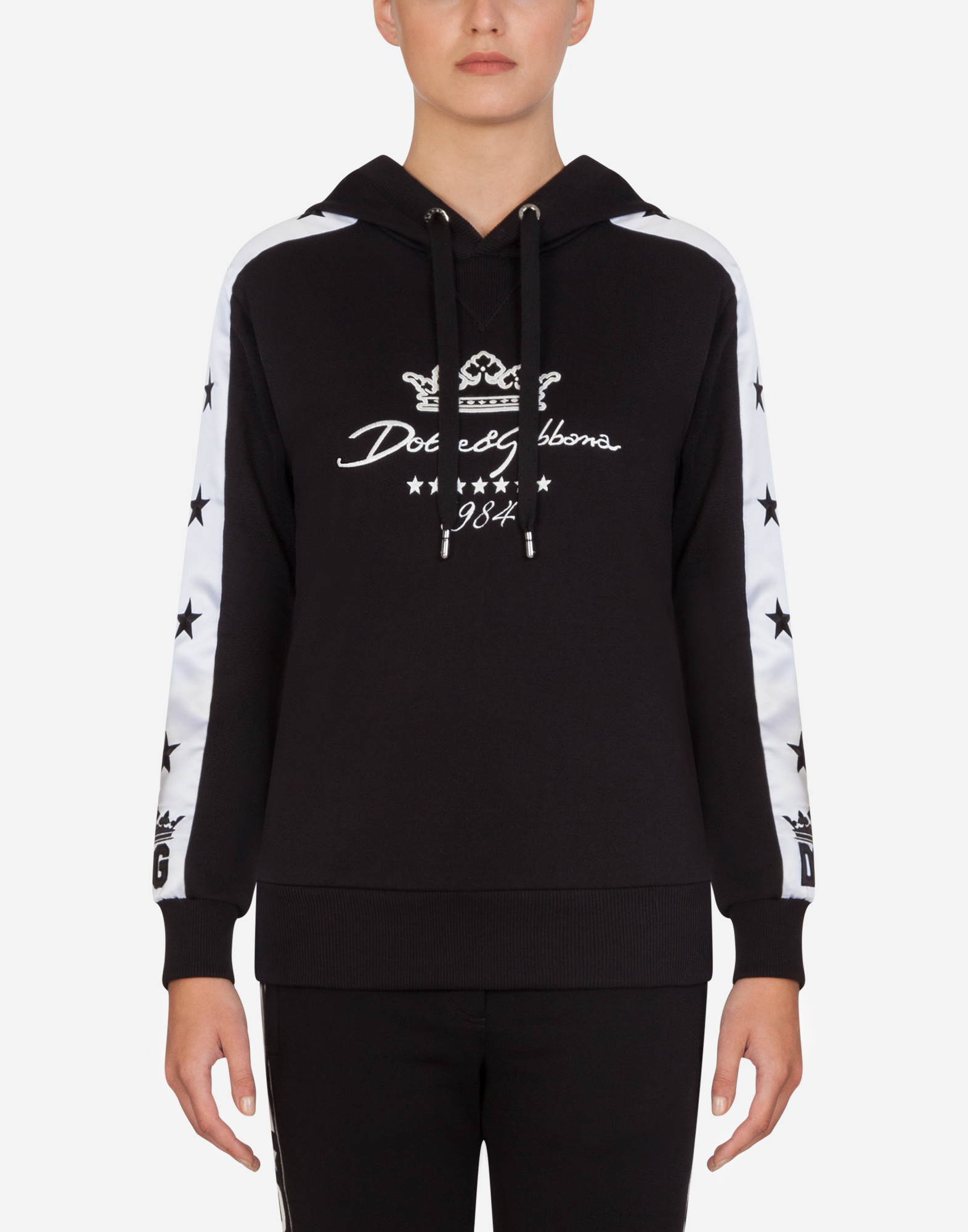 DOLCE & GABBANA JERSEY HOODIE WITH EMBROIDERY