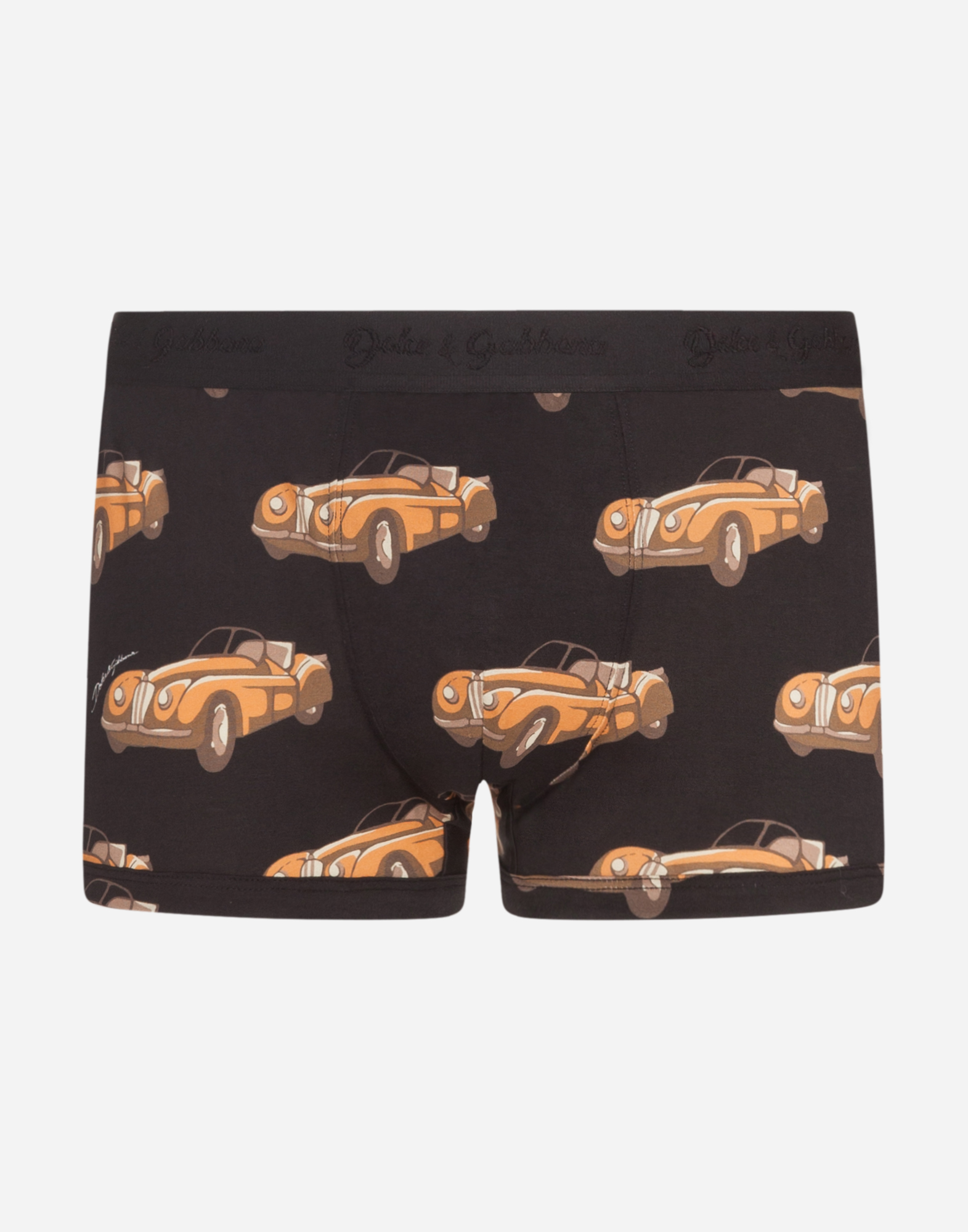 DOLCE & GABBANA COTTON BOXERS WITH SMALL CAR PRINT