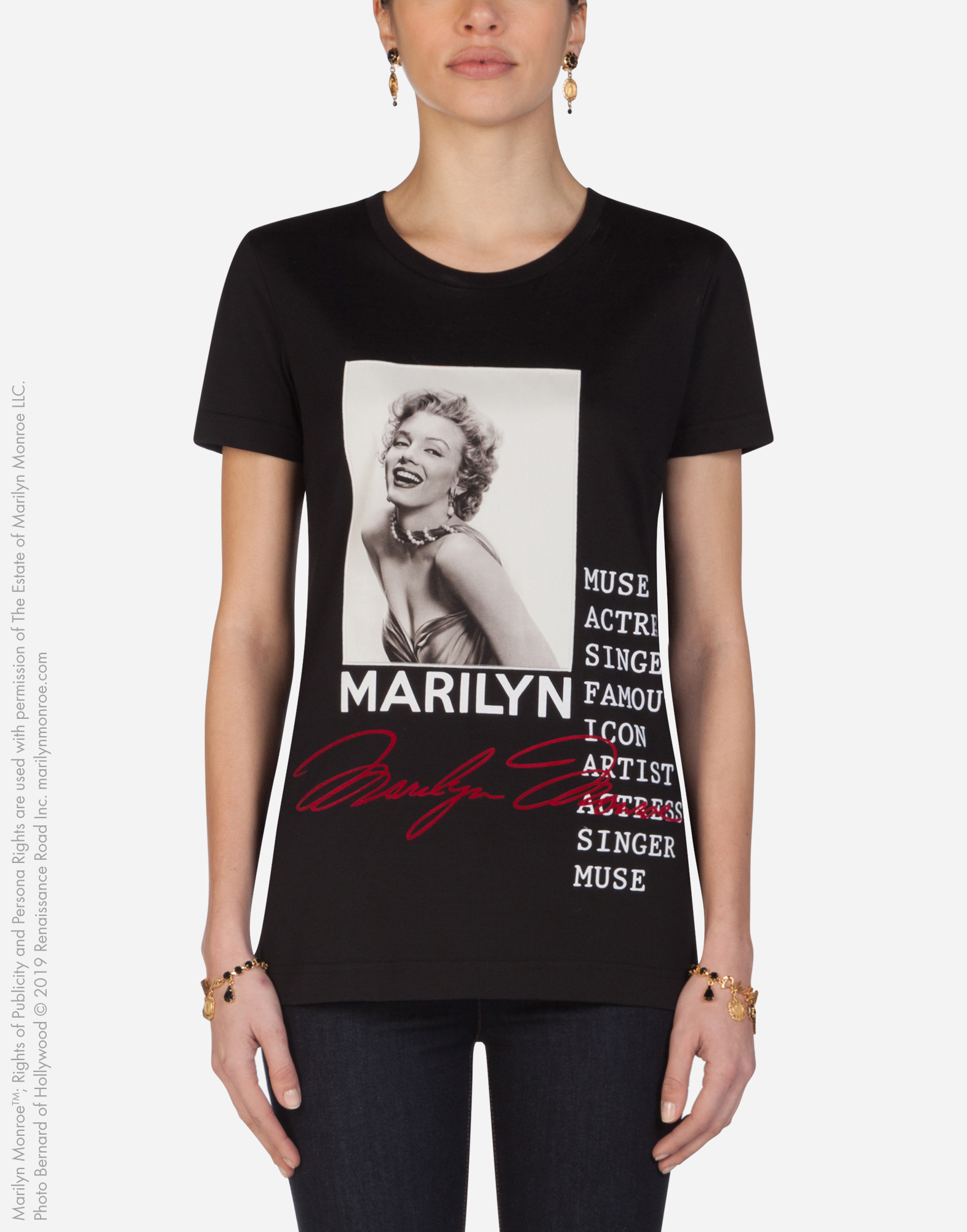 DOLCE & GABBANA JERSEY T-SHIRT WITH MARILYN MONROE PRINT AND EMBROIDERY