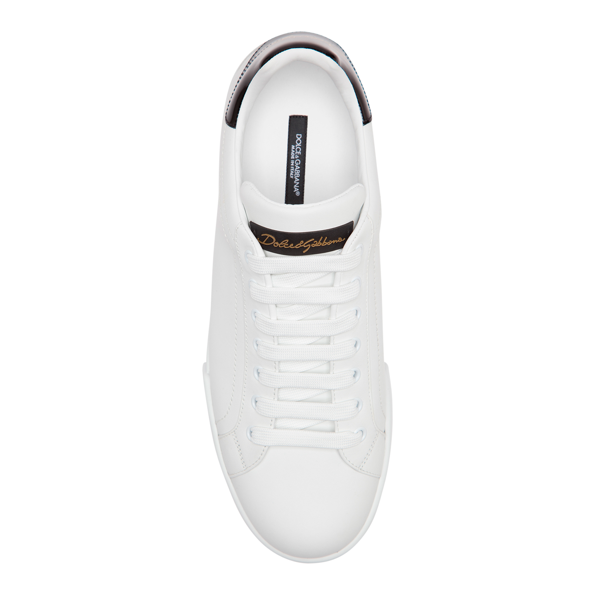 Dolce & Gabbana LEATHER SNEAKERS WITH SLOGAN PATCH AND APPLICATIONS White 2