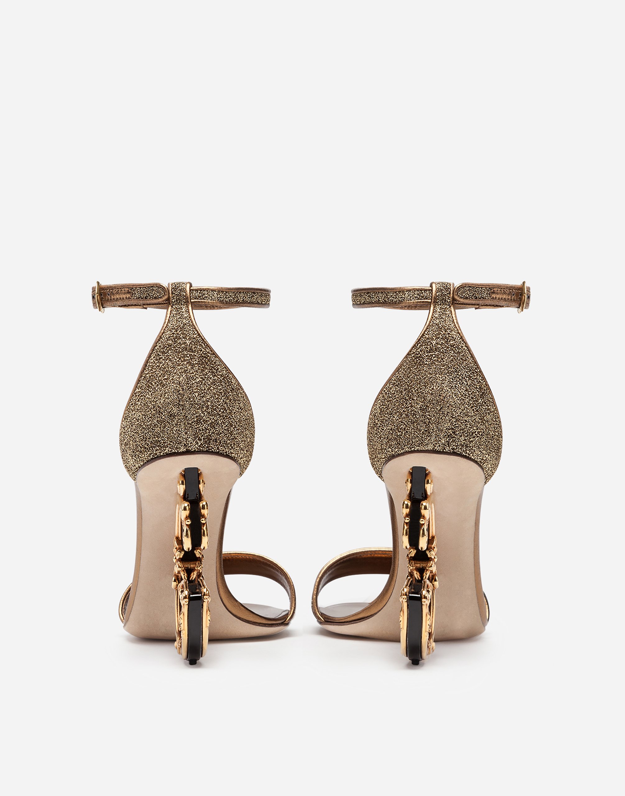Lurex sandals with sculpted heel