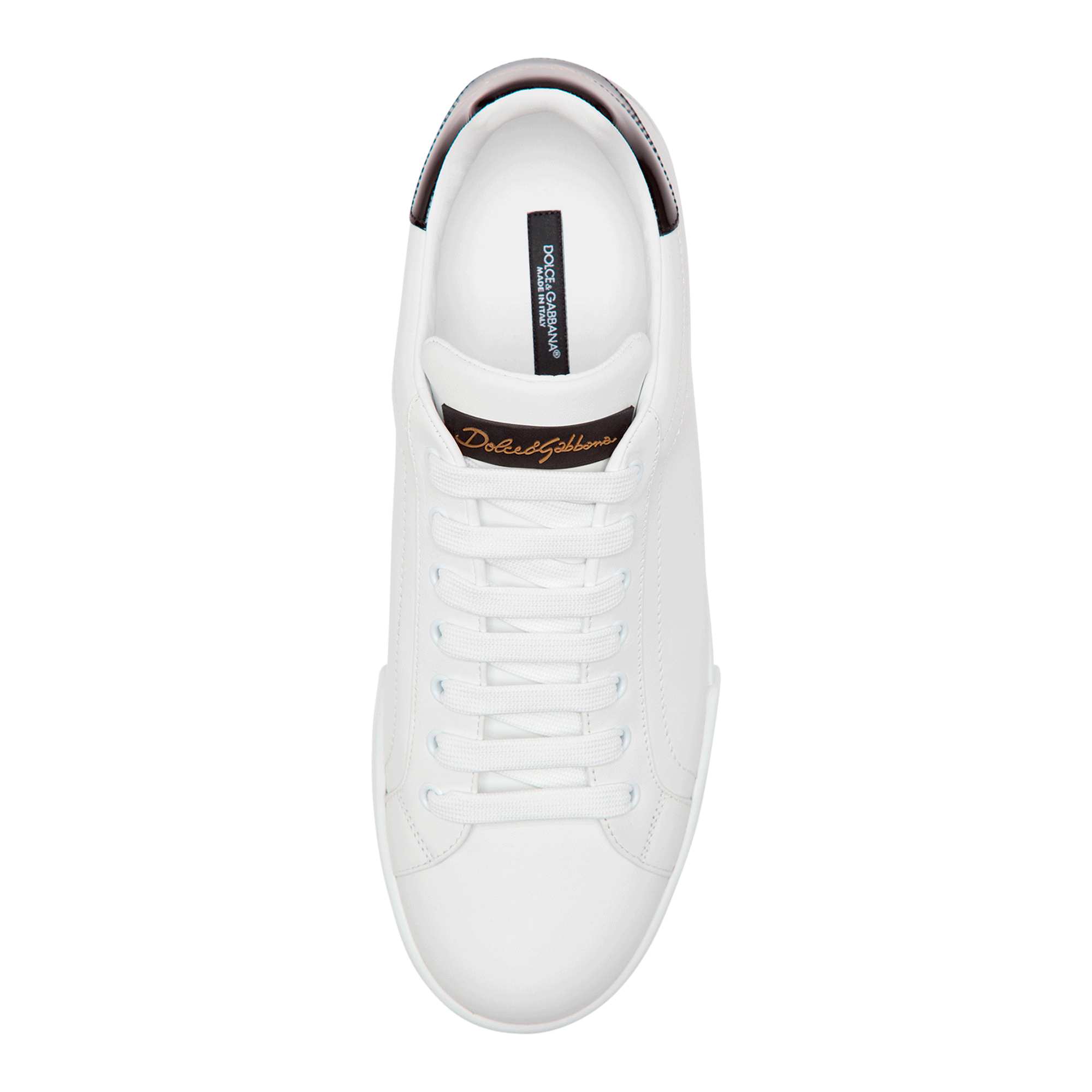 Dolce & Gabbana LEATHER SNEAKERS WITH SLOGAN PATCH AND APPLICATIONS WHITE 2