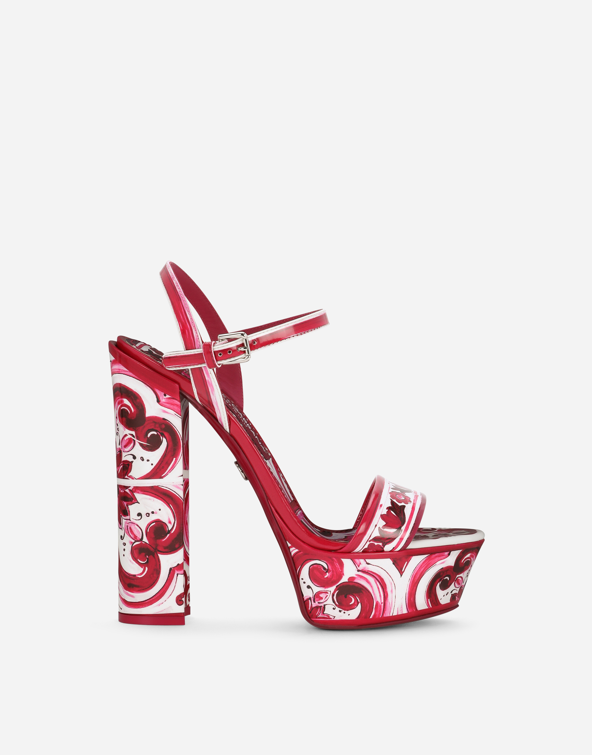Dolce&Gabbana Printed polished calfskin platform sandals