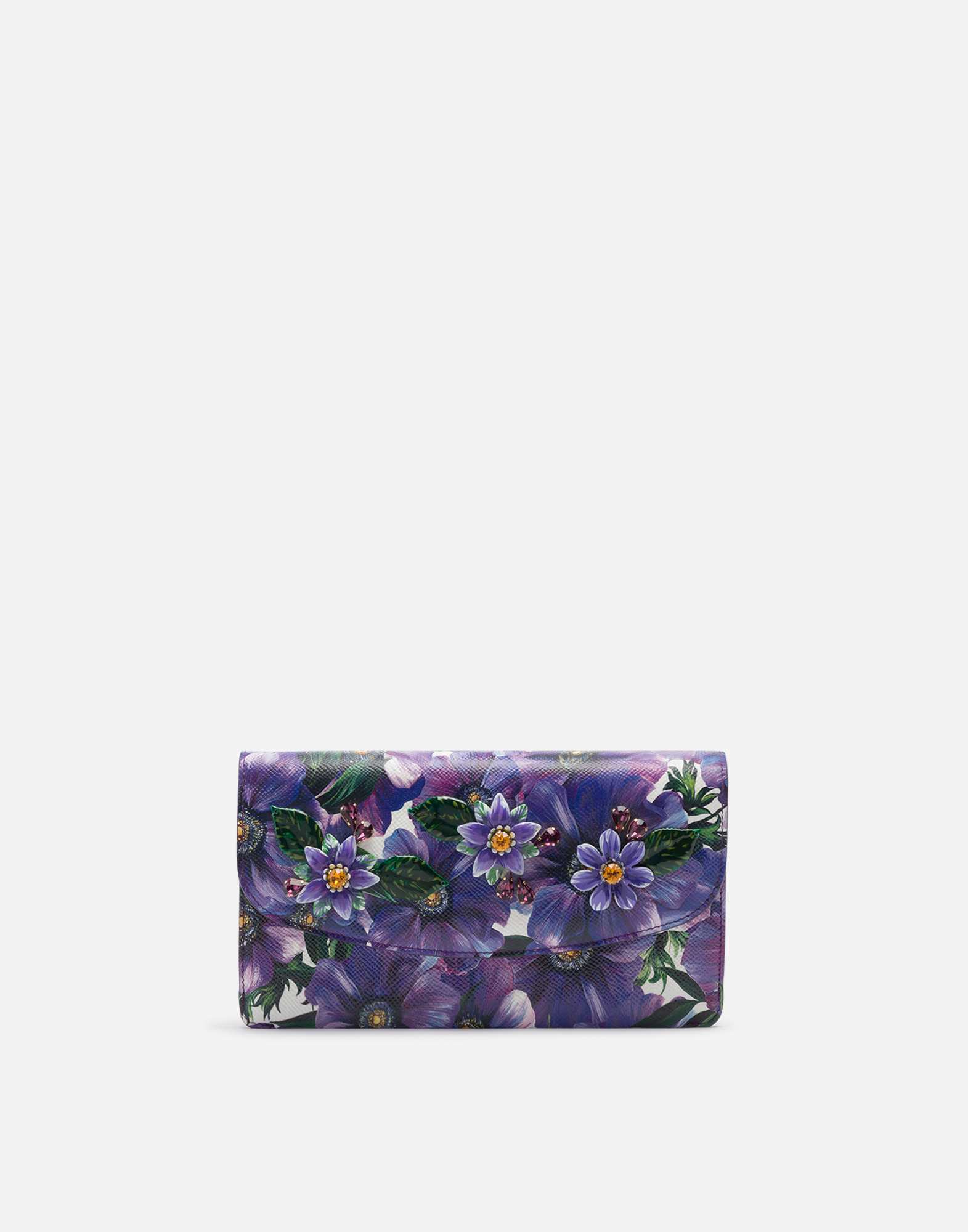 Dolce & Gabbana Dauphine Calfskin Mini Bag With Anemone Print And Embroidery In Floral Print