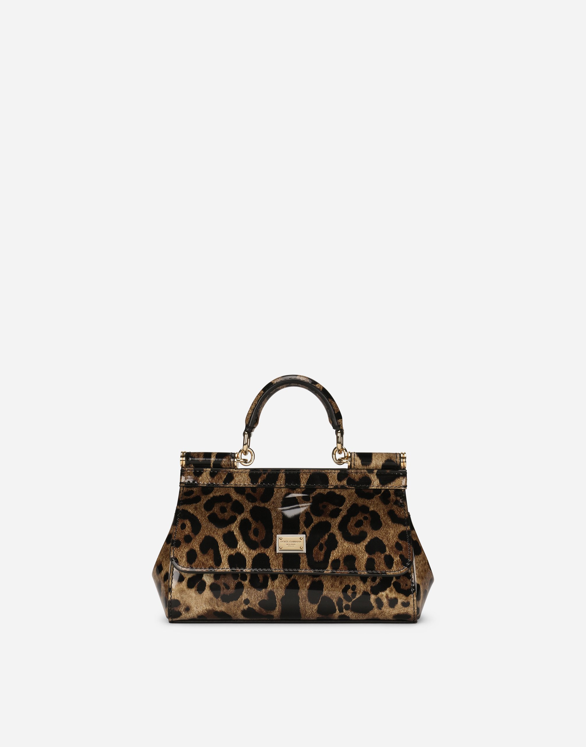 Small Sicily bag in leopard-print polished calfskin