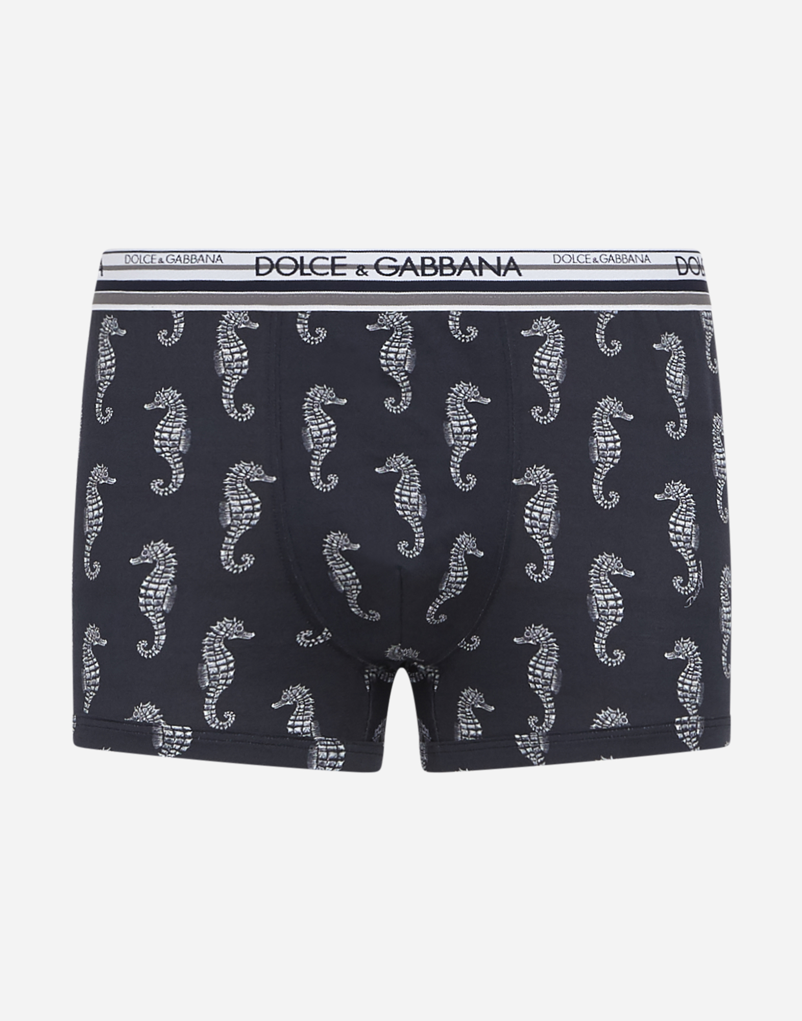 DOLCE & GABBANA COTTON BOXERS WITH SEAHORSE PRINT
