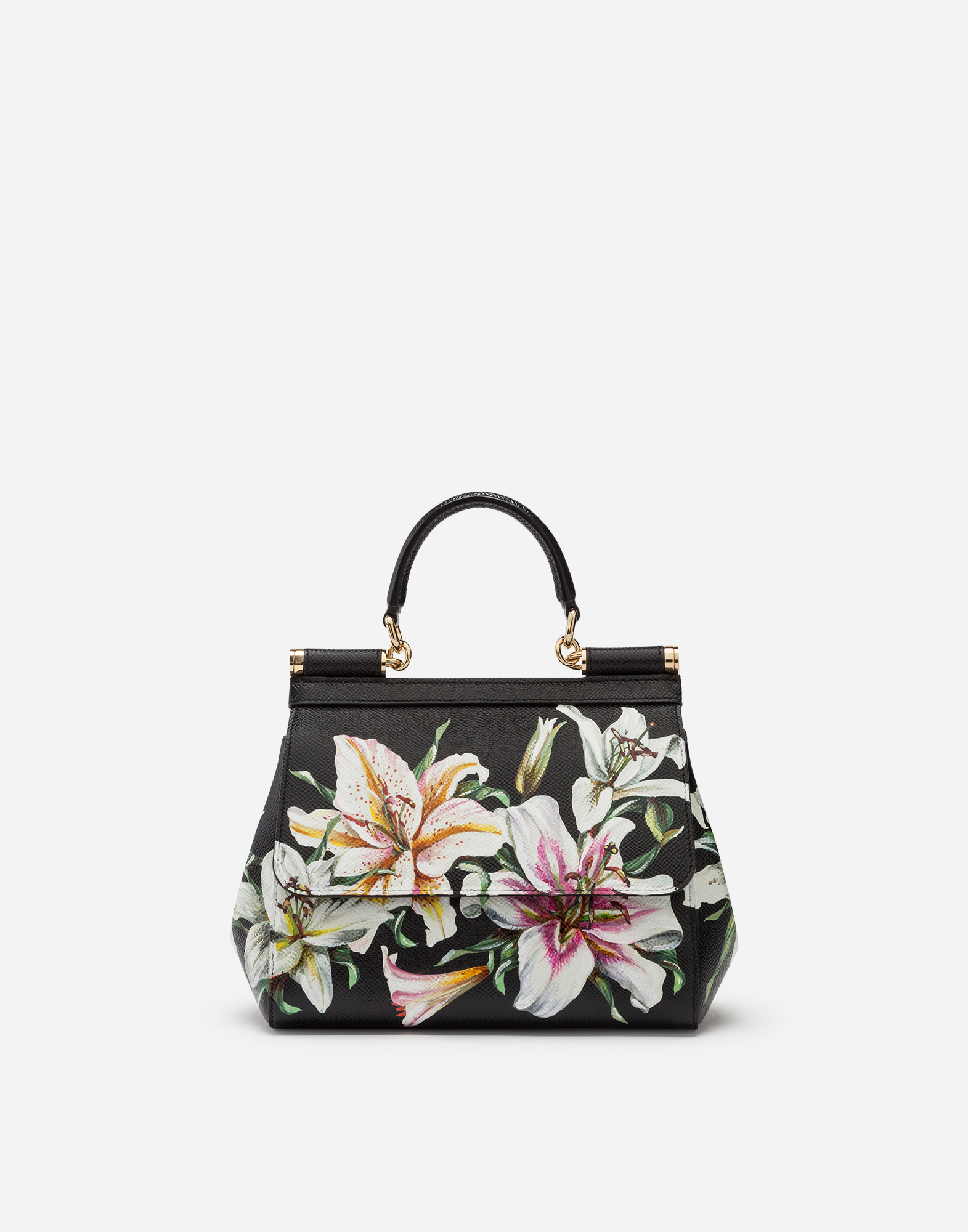 Shop Dolce & Gabbana Small Sicily Bag In Lily-print Dauphine 